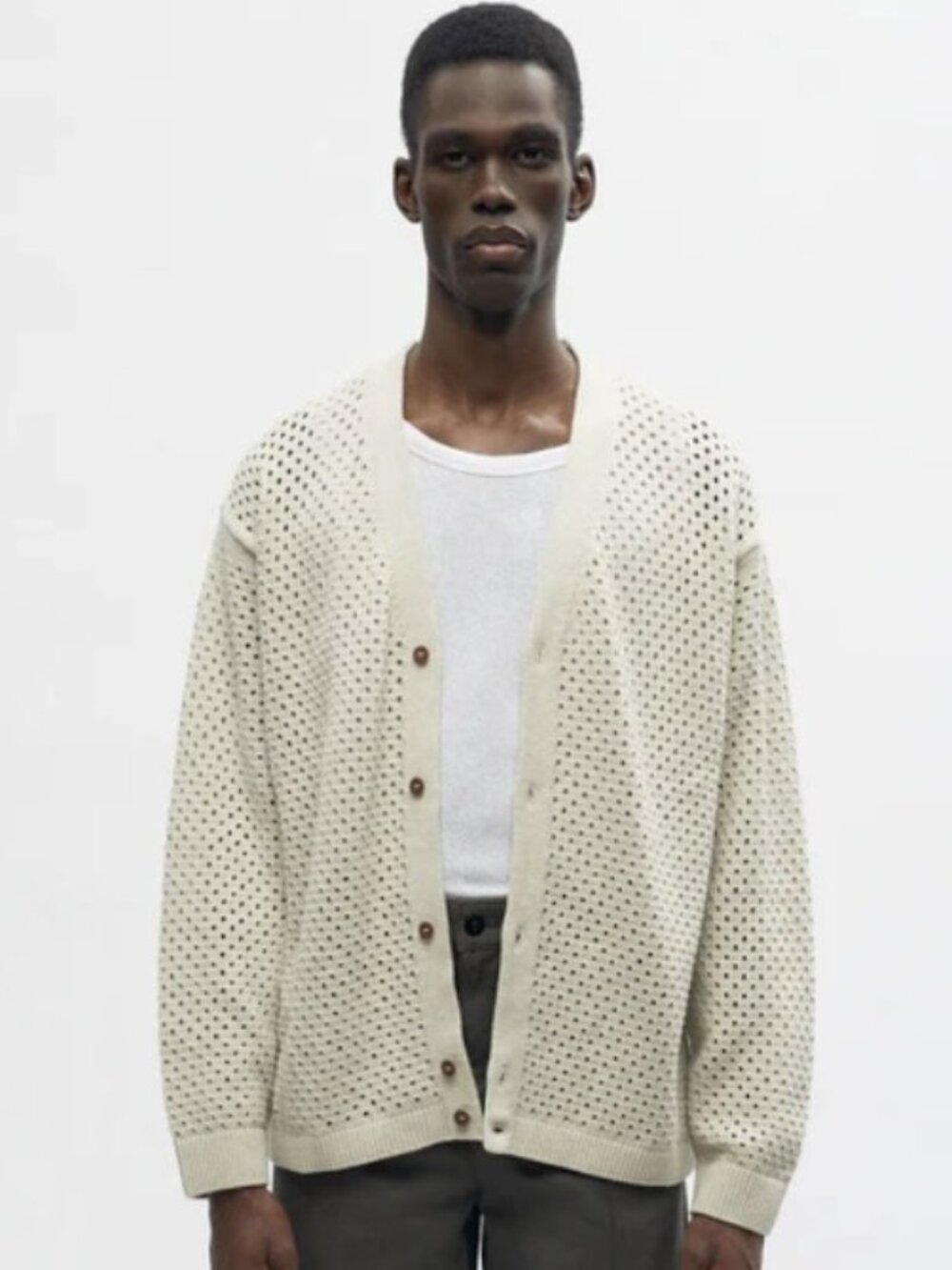 KOTN Men's Mina Cardigan in Oat Melange